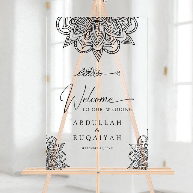 Señal Acrílica Black Mehndi Muslim Wedding Welcome (Subido por el creador)