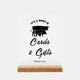 Señal Acrílica Black White BabyQ Baby Shower Cards & Gifts Rótulo