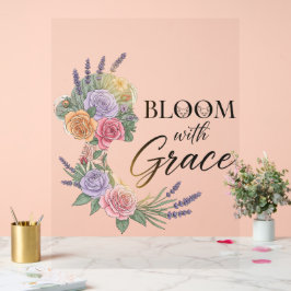 Señal Acrílica Bloom con Grace Elegent Floral Woman Silhouette