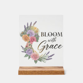 Señal Acrílica Bloom con Grace Elegent Floral Woman Silhouette