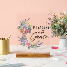 Señal Acrílica Bloom con Grace Elegent Floral Woman Silhouette