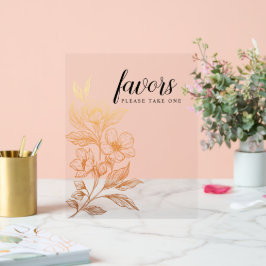 Señal Acrílica "Blooms Dorados Del Amor" | Recuerdos de boda