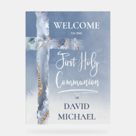 Señal Acrílica blue agate | First Communion welcome sign
