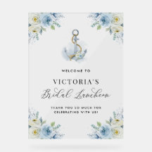 Blue and White Flowers Anchor Bridal Luncheon