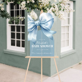 Señal Acrílica Blue Bow Baby Boy Elegant Baby Shower Welcome