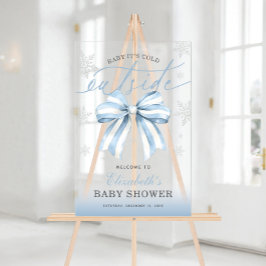 Señal Acrílica Blue Bow Baby Su Frío Afuera De Baby Shower