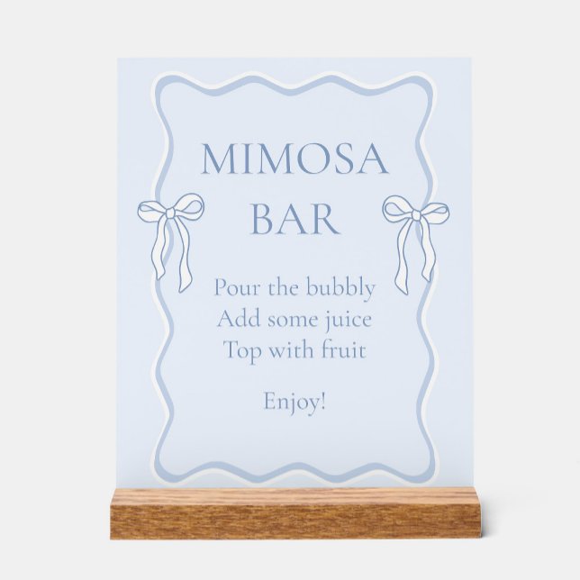 Señal Acrílica Blue Bow Tying Knot Bridal Shower Mimosa Bar (Subido por el creador)