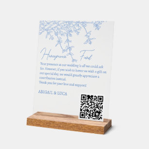 Señal Acrílica Blue Chinoiserie Toile Honeymoon Fondo de Deseos B