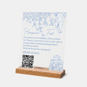 Señal Acrílica Blue Chinoiserie Toile Honeymoon Fondo de Deseos B