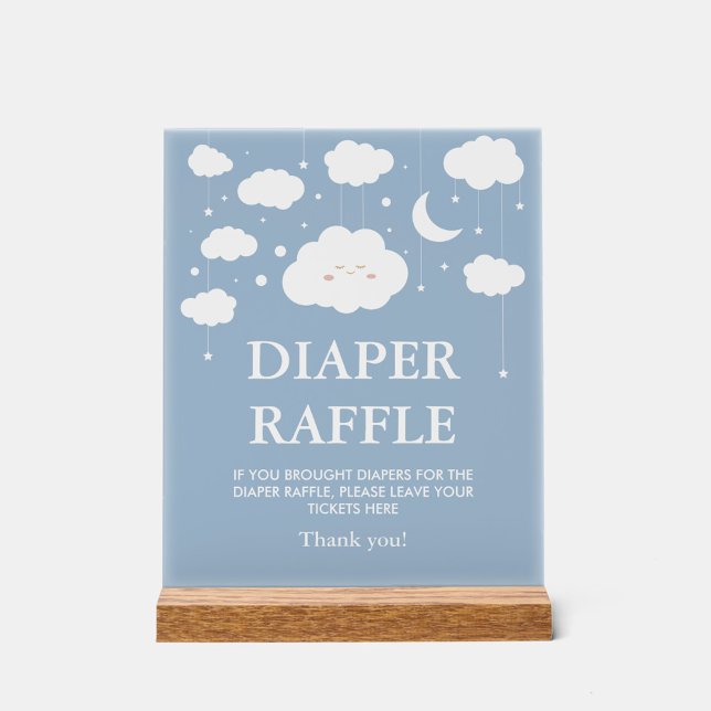 Señal Acrílica Blue Cloud Baby Shower Diaper Raffle (Subido por el creador)