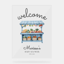 Señal Acrílica Blue Farmers Market Baby Shower Welcome