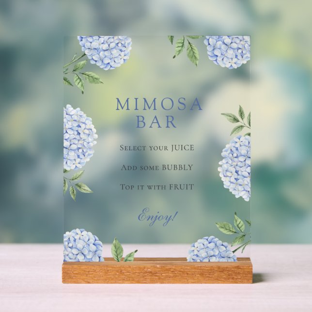 Señal Acrílica Blue Hydrangeas Classic Border Mimosa Bar (Neutral )