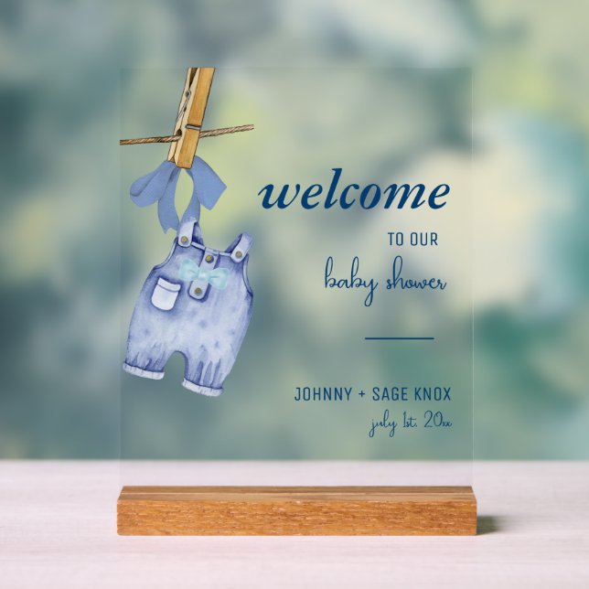 Señal Acrílica Blue Jean Baby | Bienvenidos a Baby Shower Tableto (Neutral )