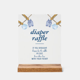 Señal Acrílica Blue Jean Baby Shower | Diaper Raffle Tabletop