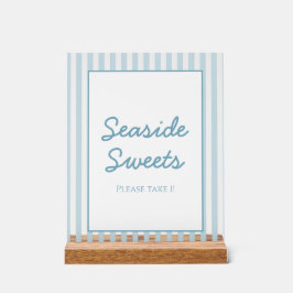 Señal Acrílica Blue Stripe Beach Club Cabana Beach Dessert Sign