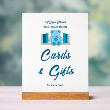 Blue Teddy Bear Baby Shower Cards & Gifts Rótulo