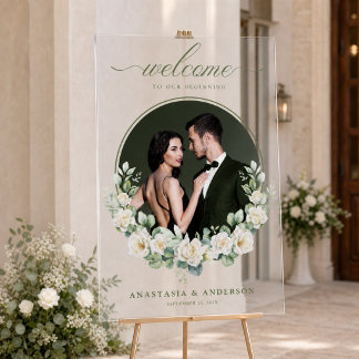 Señal Acrílica Boda Acrílica Botánica Moderna de Verde