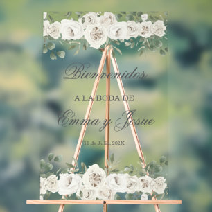 Señal Acrílica Boda acrílico signo de bienvenida en español
