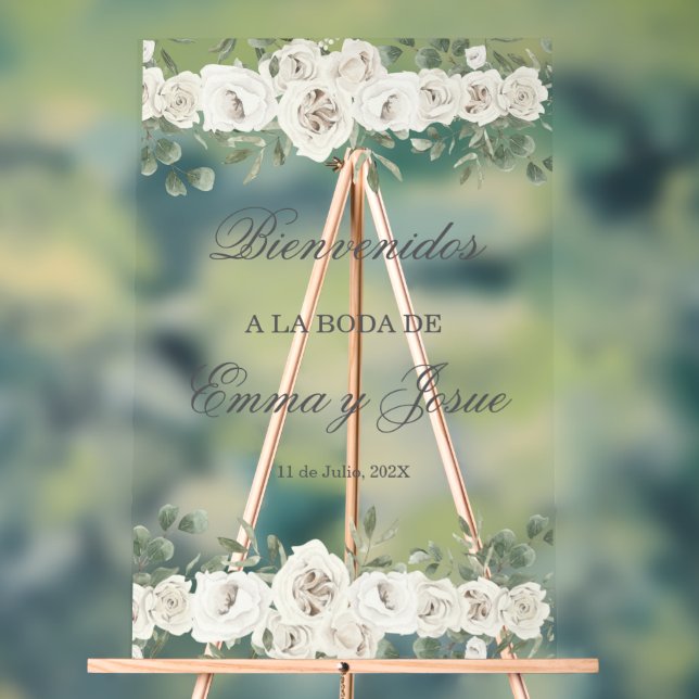 Señal Acrílica Boda acrílico signo de bienvenida en español (Neutral )