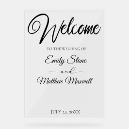 Señal Acrílica Boda acrílico transparente simple signo de bienven