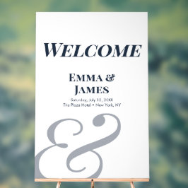 Señal Acrílica Boda Ampersand Navy | Letrero de Bienvenida