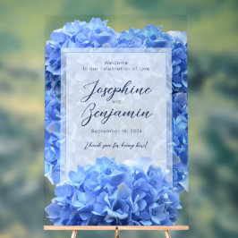 Señal Acrílica Boda azul más valiente Bienvenida Rótulo floral