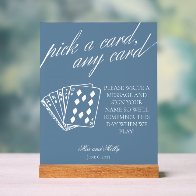 Señal Acrílica Boda azul moderno jugando cartas Rótulo peatonal (Neutral )