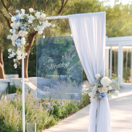 Señal Acrílica Boda Azul Transparente Moderna de Bienvenida