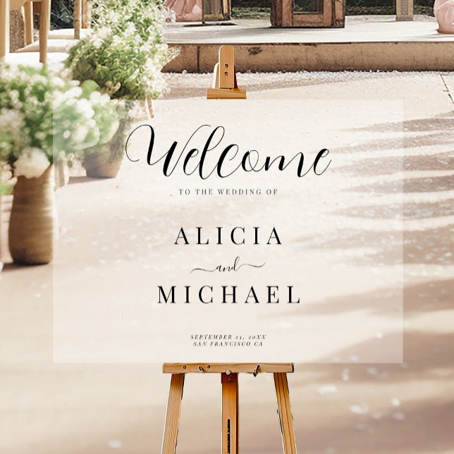 Señal Acrílica Boda bienvenida elegante escritura simple signo ac (Subido por el creador)
