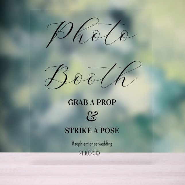 Señal Acrílica Boda blanco negro de la caja de fotos (Neutral )