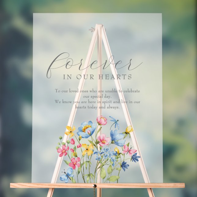 Señal Acrílica Boda boho de flores silvestres memorial (Neutral )