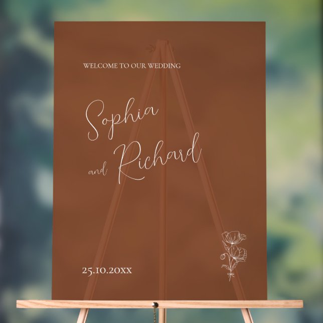 Señal Acrílica Boda Botánico de Terracotta Boho minimalista (Neutral )