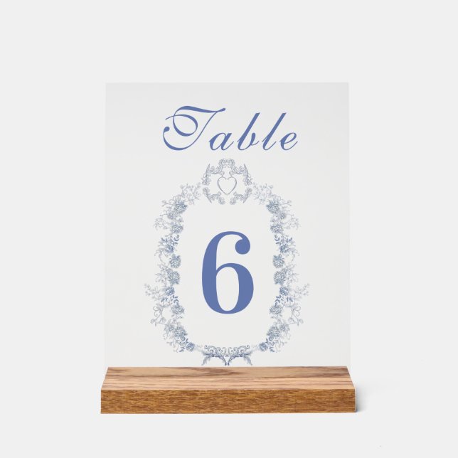 Señal Acrílica Boda Botánico Floral Blue Chinoiserie (Anverso)