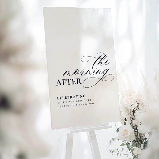 Señal Acrílica Boda Brunch La Mañana Después Del Cartel De Bienve (The Morning After Wedding Sign)