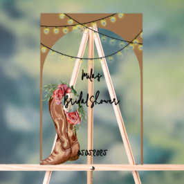 Señal Acrílica Boda campestre floral vaquera