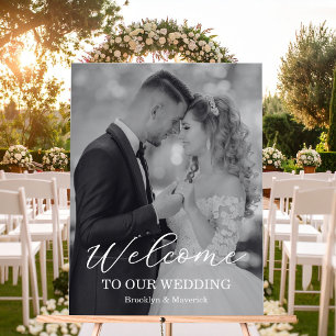 Señal Acrílica Boda con Foto de Bienvenida Moderna