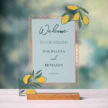 Boda costera de melocotón azul teal limón italiano