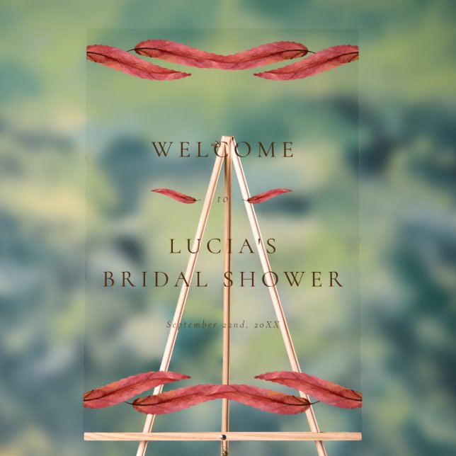 Señal Acrílica Boda de acuarela de hoja seca de otoño (Neutral )