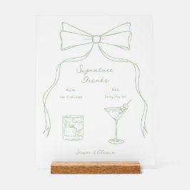 Señal Acrílica Boda de bebidas con tinta de mano de color azul ve