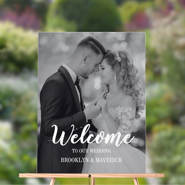 Señal Acrílica Boda de Bienvenida con Foto Moderna (Subido por el creador)