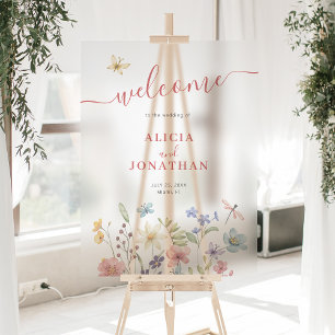 Señal Acrílica Boda de bienvenida de Boho wildflowers