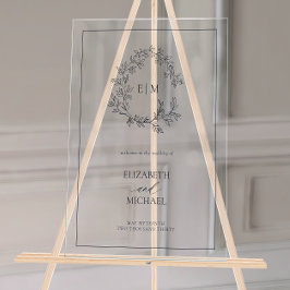 Señal Acrílica Boda de bienvenida de la Marina Blue Leafy Escudo 