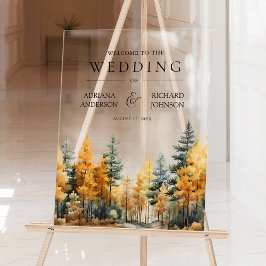 Señal Acrílica Boda de Bienvenida de Otoño Pinos