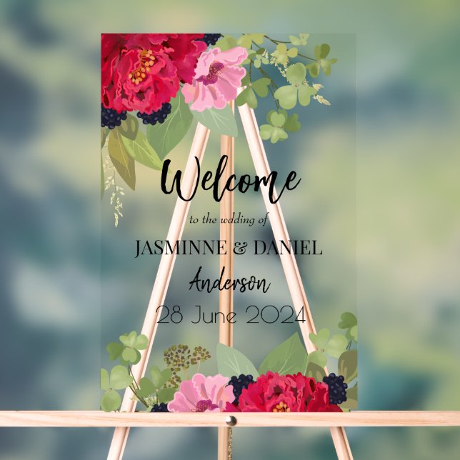 Señal Acrílica Boda de Bouquet en el jardín floral luminoso y col (Neutral )