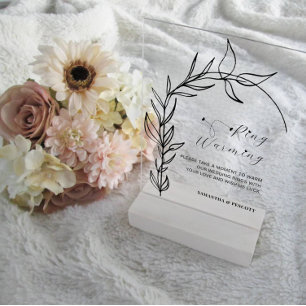 Señal Acrílica Boda de calentamiento de anillos de arco de follaj