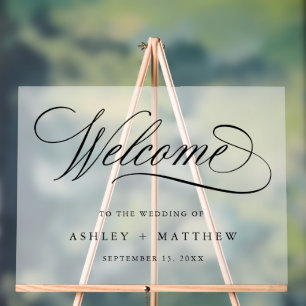 Señal Acrílica Boda de caligrafía romántica bienvenida a Frosted