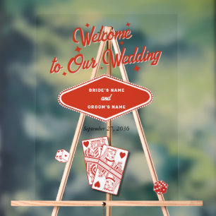 Señal Acrílica Boda de destino del Casino de Las Vegas - Blanco R