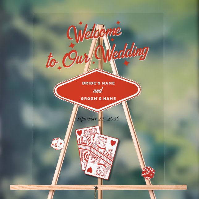 Señal Acrílica Boda de destino del Casino de Las Vegas - Blanco R (Neutral )