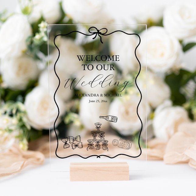 Señal Acrílica Boda de Doodle Italiano Brillante de Onda Negra (Subido por el creador)