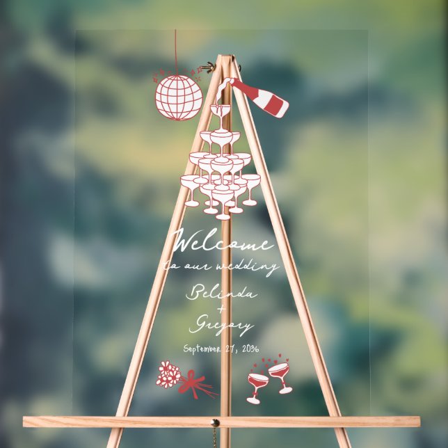 Señal Acrílica Boda de Doodles de Ilustraciones de cimarrona dibu (Neutral )